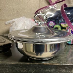 Buenilum serving dish w glass bowl insert.  10 wide x 3 1/2 deep